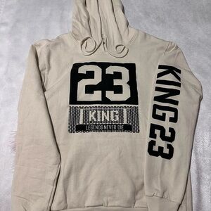 King Men's Beige Hoodie with Black Graphics